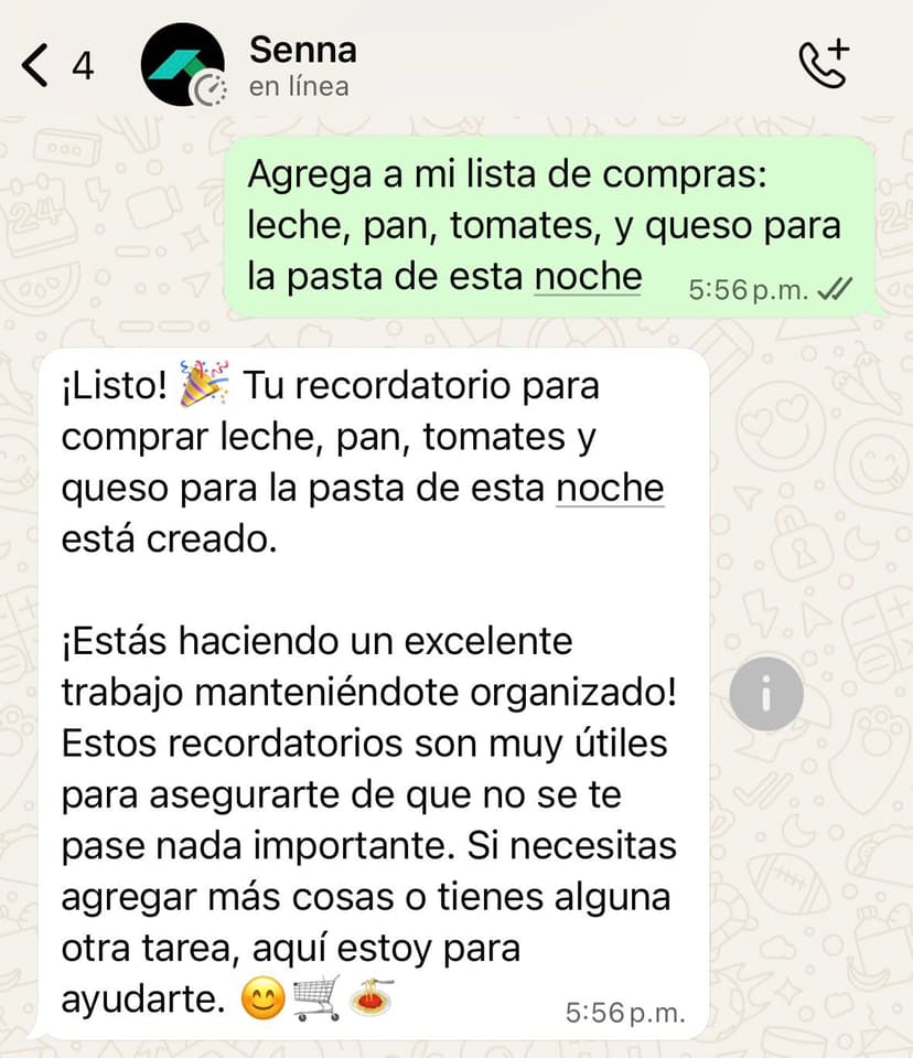 Demo de crear listas de compras con Senna